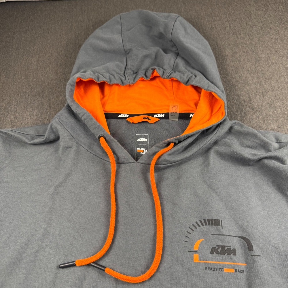KTM Ready to Race Hoodie Mens XL Grey Orange Motorcycle Graphic Sweatshirt